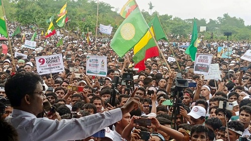 রোহিঙ্গাদের সমাবেশে স্লোগান—‘শেষ কথা একটাই, ফিরত চাই আরকান’