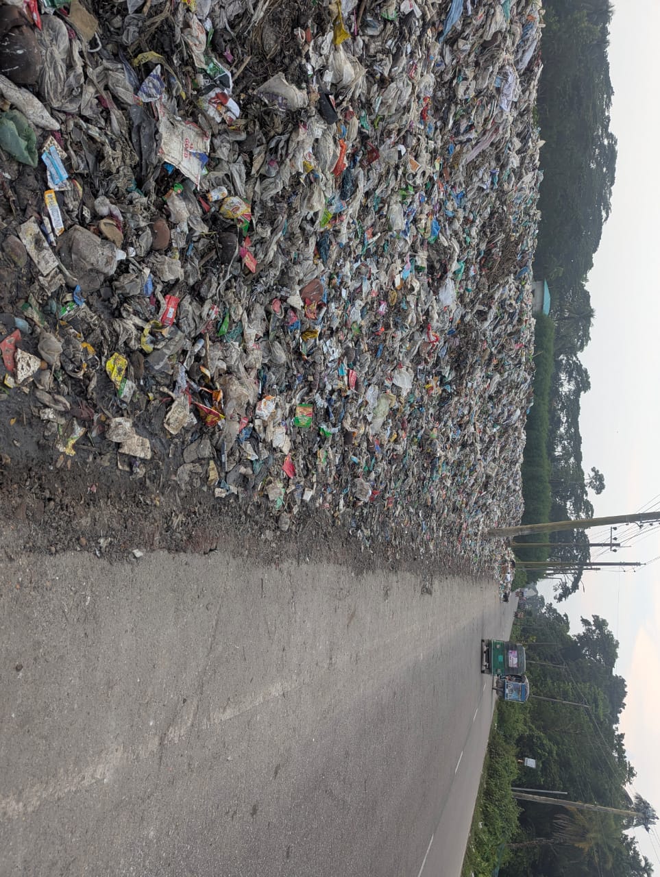 চরফ্যাশনের মুখার বান্দা প্রধান সড়কের পাশে জমে থাকা ময়লার স্তূপ