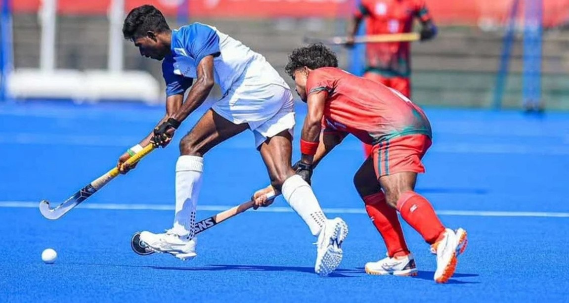 এশিয়ান গেমসে শ্রীলঙ্কার বিপক্ষে বাংলাদেশের হকি দলের খেলোয়াড়দের উদযাপন