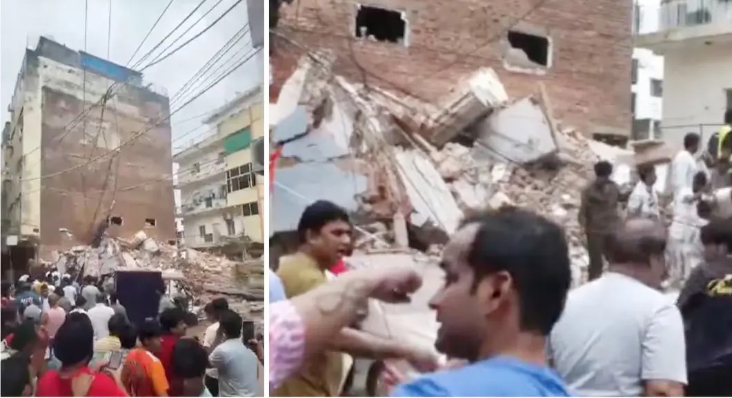 নয়াদিল্লির সত্য নিকেতনে ধসে পড়া ছয়তলা ভবনের ধ্বংসস্তূপে উদ্ধার অভিযান