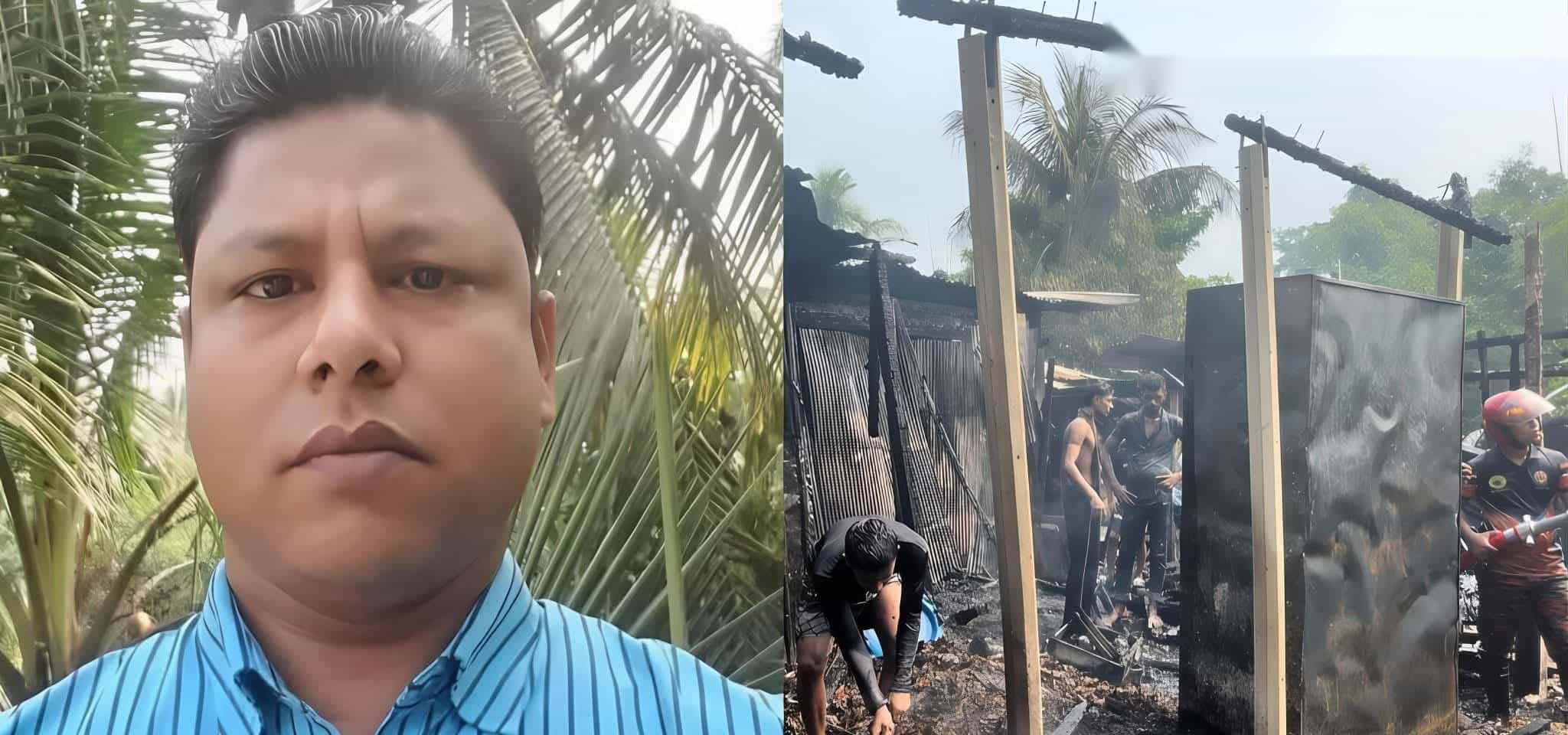 সোনাইমুড়ীর পূর্ব কালুয়াই গ্রামে গ্যাস সিলিন্ডার বিস্ফোরণে পুড়ে যাওয়া বসতঘর
